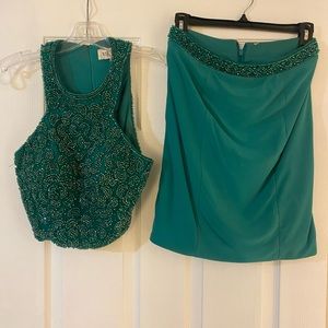 Vienna green beaded cocktail dress size 6 taken in as size 2